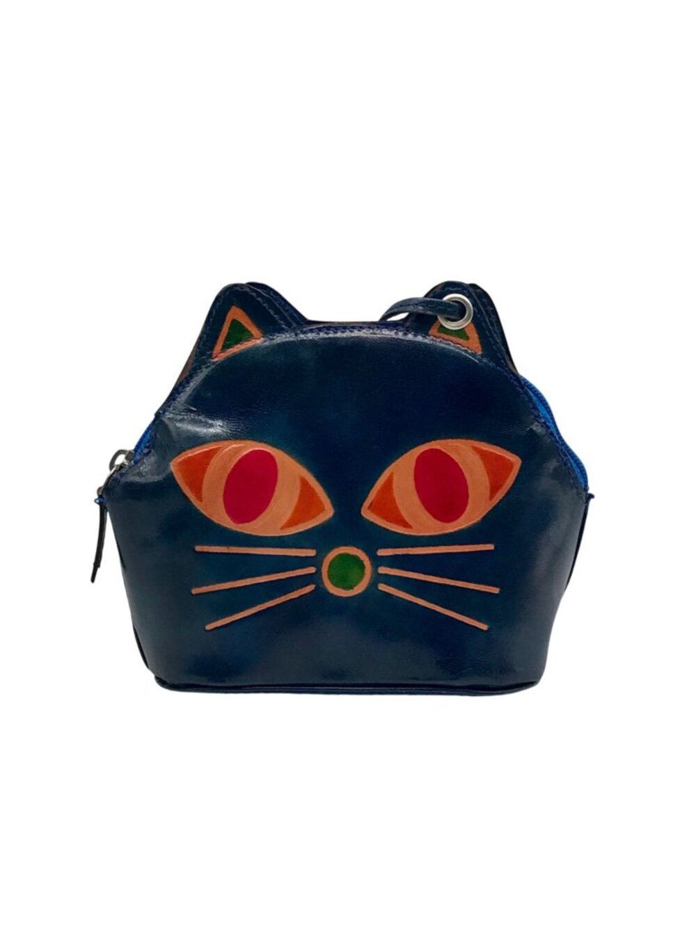 Alessandro Cremoni Blue Leather Cat Shoulder Bag